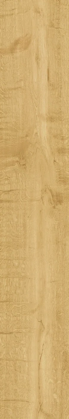 Naturhelle Holzoptik-Fliese 20×120 cm in matter Eichenoptik mit feiner Maserung und dezenten hellen Astdetails.