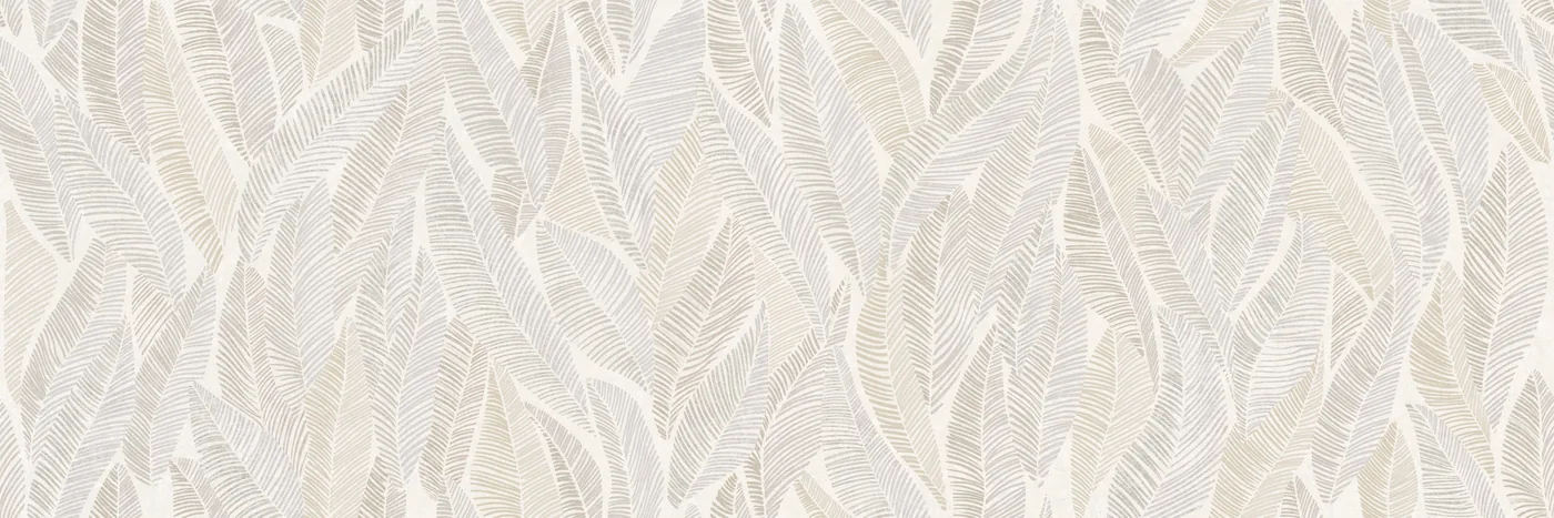 Dekorfliese Marazzi Room Wall Decoro Oleander Bianco 30x90 cm mit Blattrelief Ton in Ton