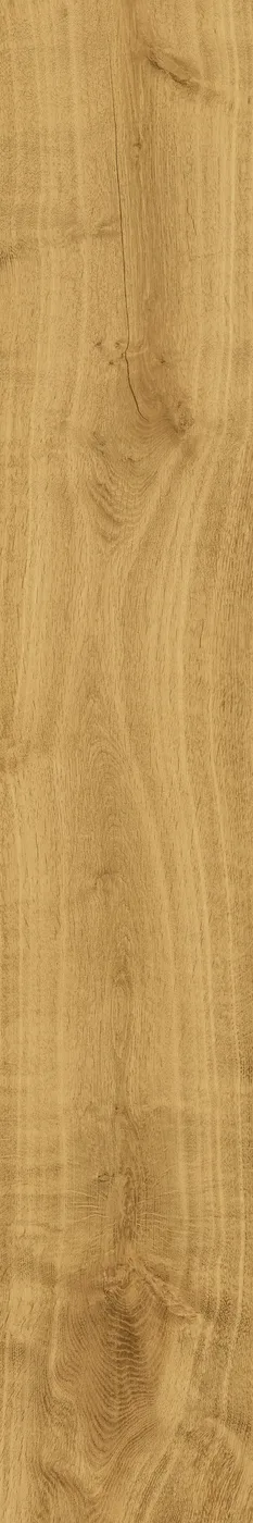 Naturhelle Holzoptik-Fliese 20×120 cm, matt, weitere Maserungsvariante mit lebendiger Eichenstruktur und Astdetails.