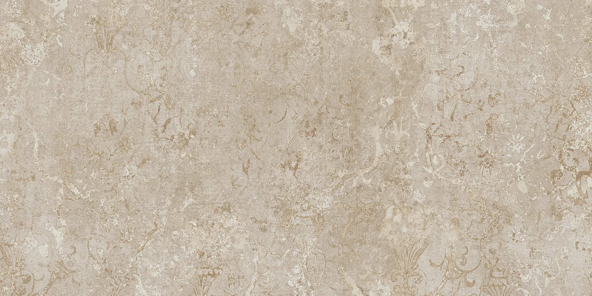 Beige Steinoptik-Fliese 60×120 cm, matt, mit hellem Ornamentmuster und feiner Kalksteinstruktur.