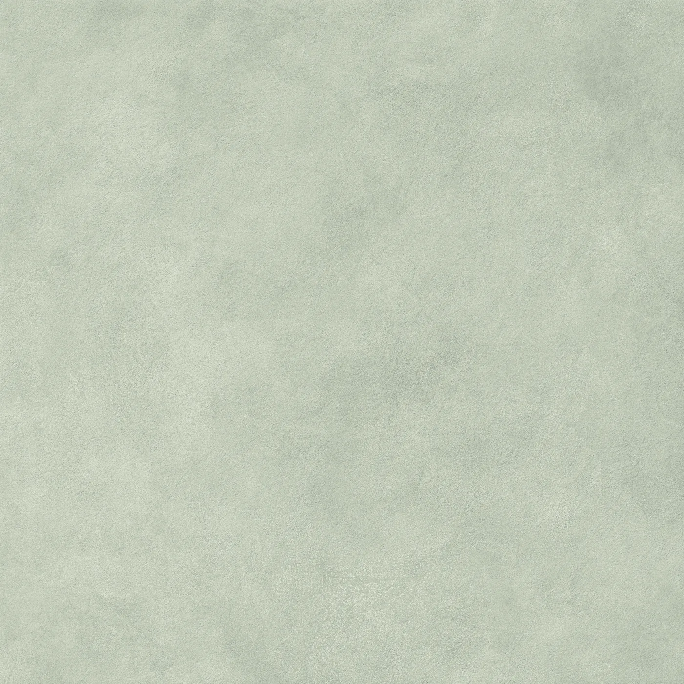 Salbeigrüne Betonoptik-Fliese 120×120 cm, matt, mit weicher wolkiger Lasur über die ganze Fläche.