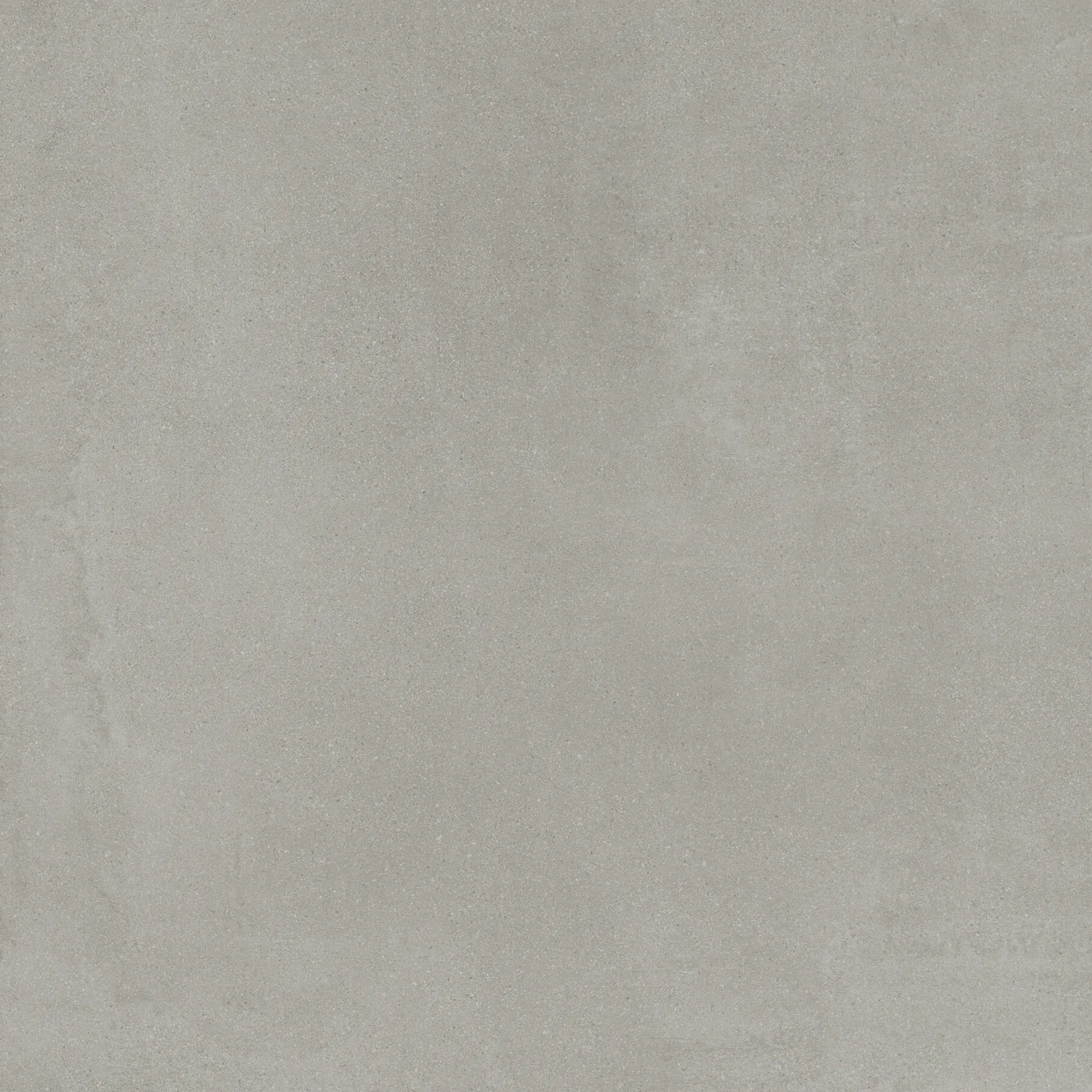 Mittelgraue Betonoptik-Fliese 60x60 cm mit wolkiger, wie gespachtelt wirkender Schattierung, matte Oberfläche.