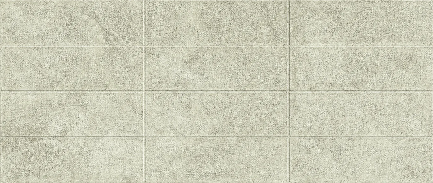 Boost Icor 3D Masonry Dust von Atlas Concorde: greige Feinsteinzeug-Fliese mit Mauerwerk-Relief, Steinoptik, 50 x 120 cm
