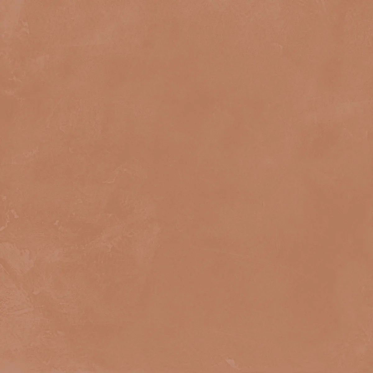Terrakottafarbene Fliese in Betonoptik, 60×60 cm, matt, mit sanft wolkiger Zementstruktur über die ganze Fläche