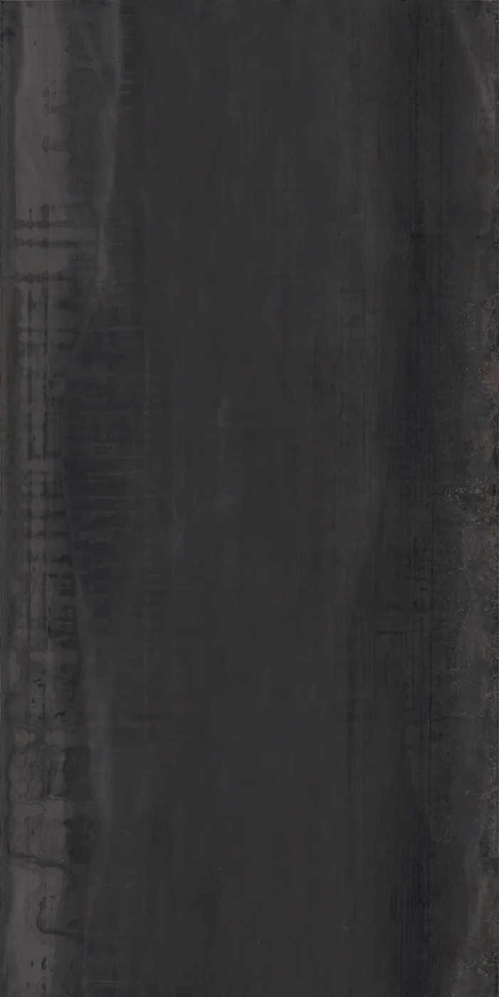Marazzi Grande Metal Look Stuoiato Iron Dark 160x320 cm, anthrazit Metalloptik mit senkrechten Schlieren, Platte frontal