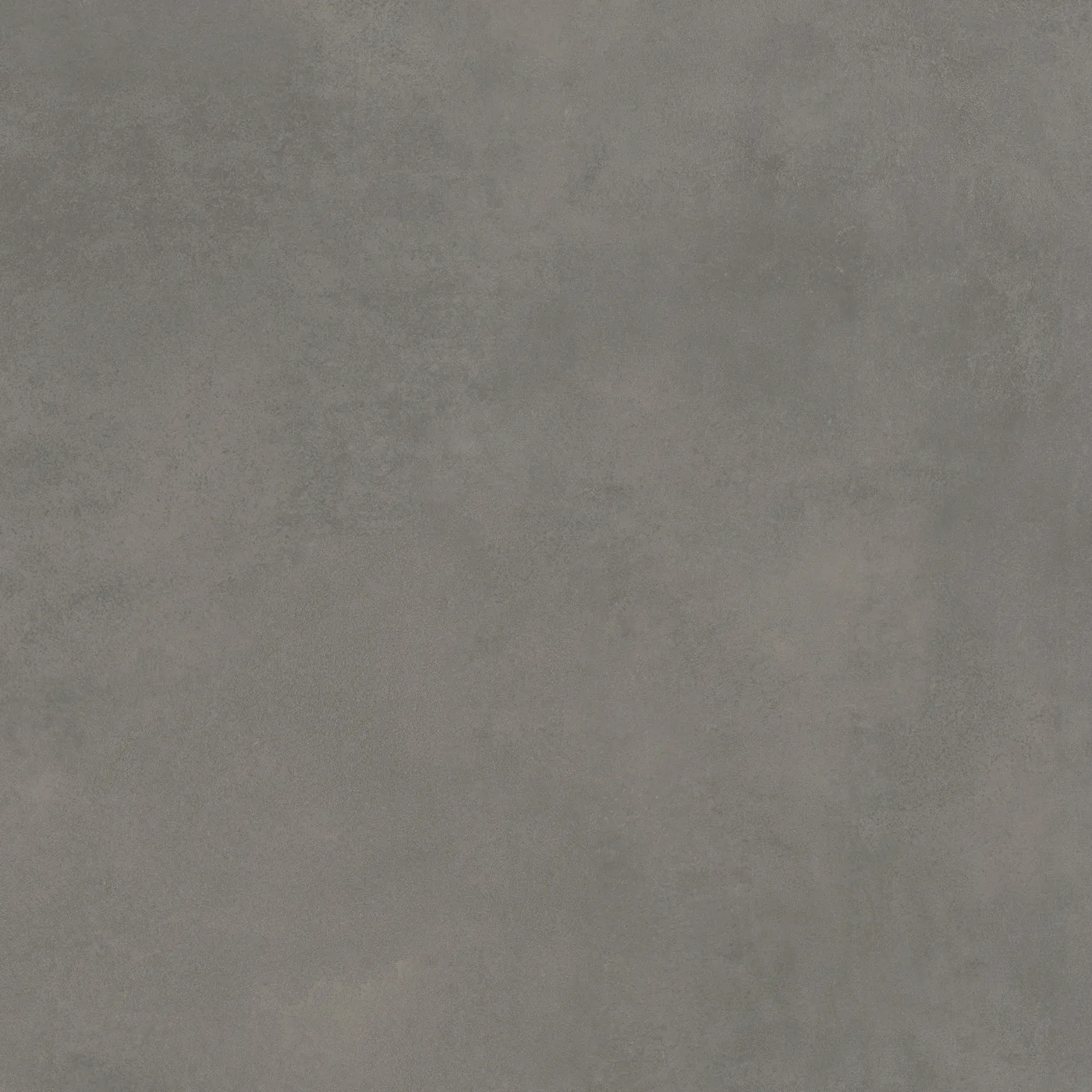 Matte Fliese in Betonoptik, 120×120 cm, in mittlerem Grau mit wolkiger Zementstruktur, frontal als ganze Platte.