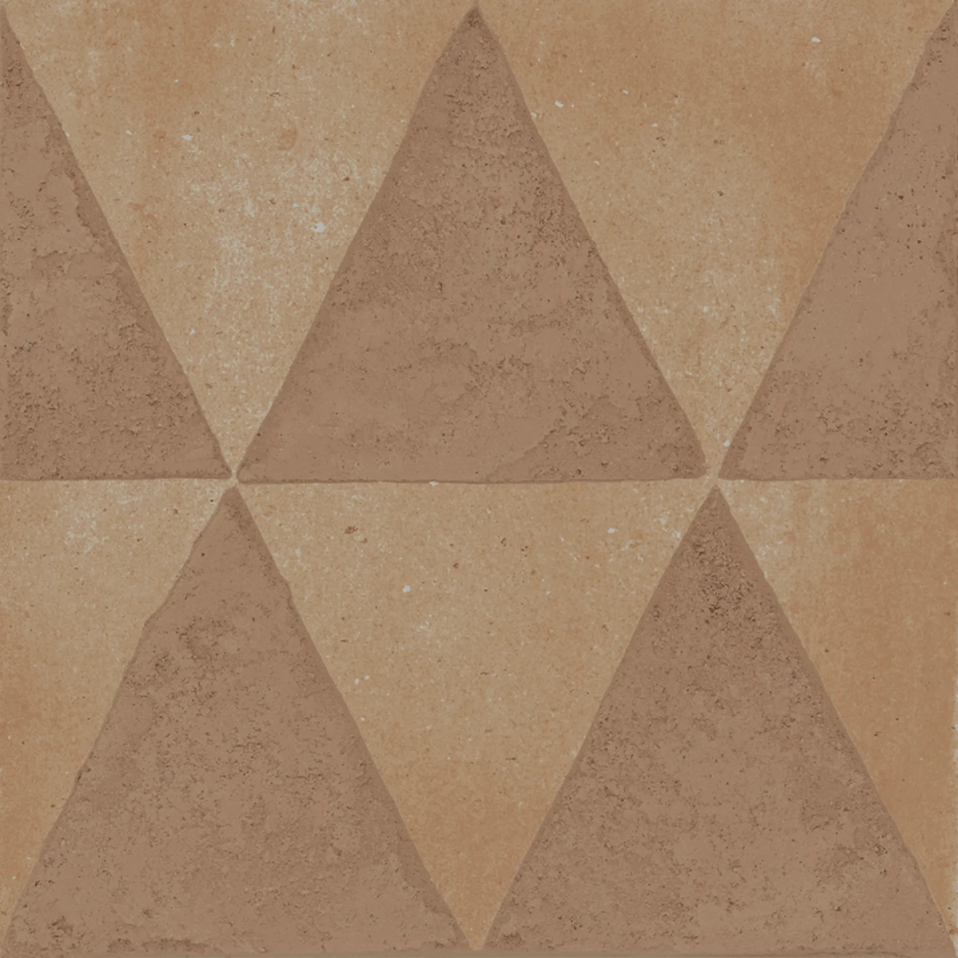 Quadrat-Fliese 20x20 cm in irdenem Coccio-Rot wie eine Ton-Scherbe mit aufgesetztem Dreieck-Muster (Triangoli), matt...