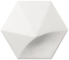 Equipe Magical 3 Oberland White, 12,4x10,7 cm: matte 3D-Wandfliese in weiß mit Pyramidenrelief.