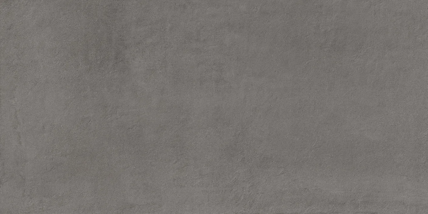 Terrassenplatte 60x120 cm in Betonoptik, 20 mm stark, Farbe Lead: dunkles Graubraun mit weicher Wolkung und feiner Struktur.