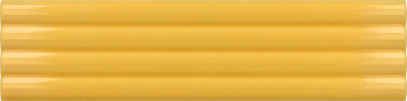 Equipe Costa Nova Onda Yellow Wandfliese 5x20 cm aus glasiertem Steingut, glänzend, welliges Onda-Relief, für Innenwände.