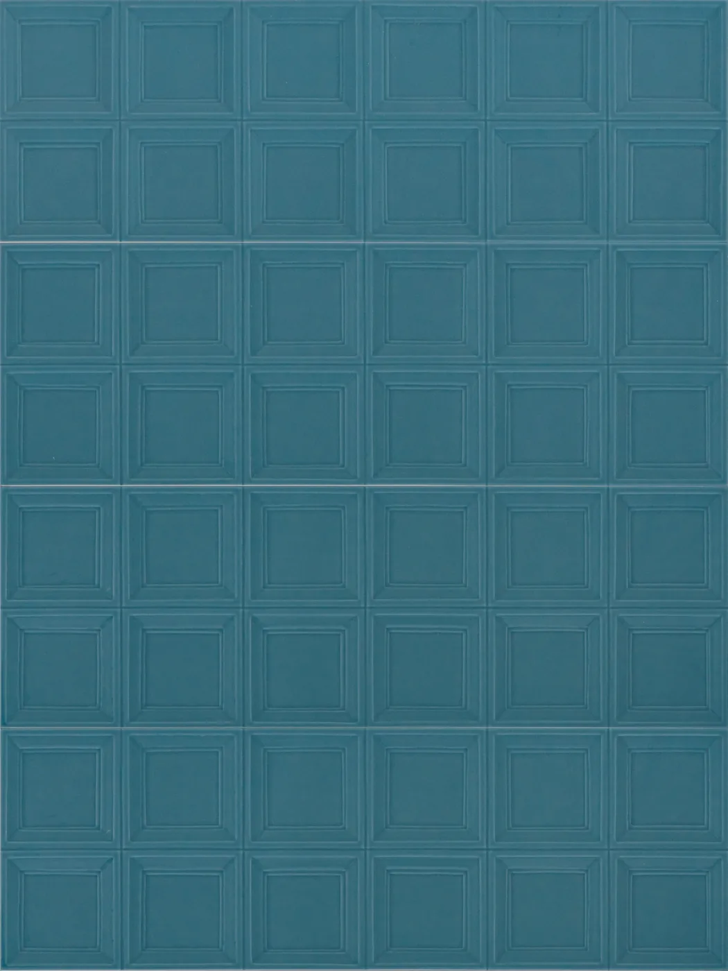 Marazzi Bliss 3D Square Ocean: petrolblaue Wandfliese mit Kassettenrelief aus quadratischen Feldern, glänzend