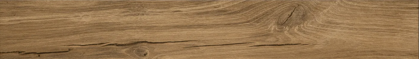Marazzi Treverkfusion Brown, warmes Eichenbraun in Holzoptik mit Astloch und dunklen Rissen, Diele 10x70 cm