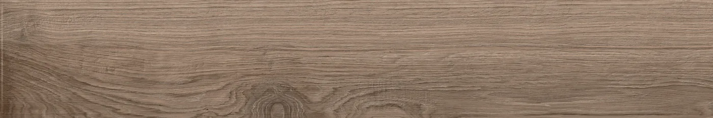 Graubraune Holzoptik-Fliese 25×150 cm in Dielenform, matt, mit feiner Längsmaserung und ruhiger Maserung.