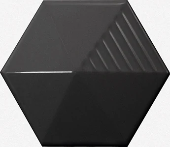 Equipe Magical 3 Umbrella Black, 12,4x10,7 cm: glänzende 3D-Wandfliese in schwarz mit Fächerrelief.