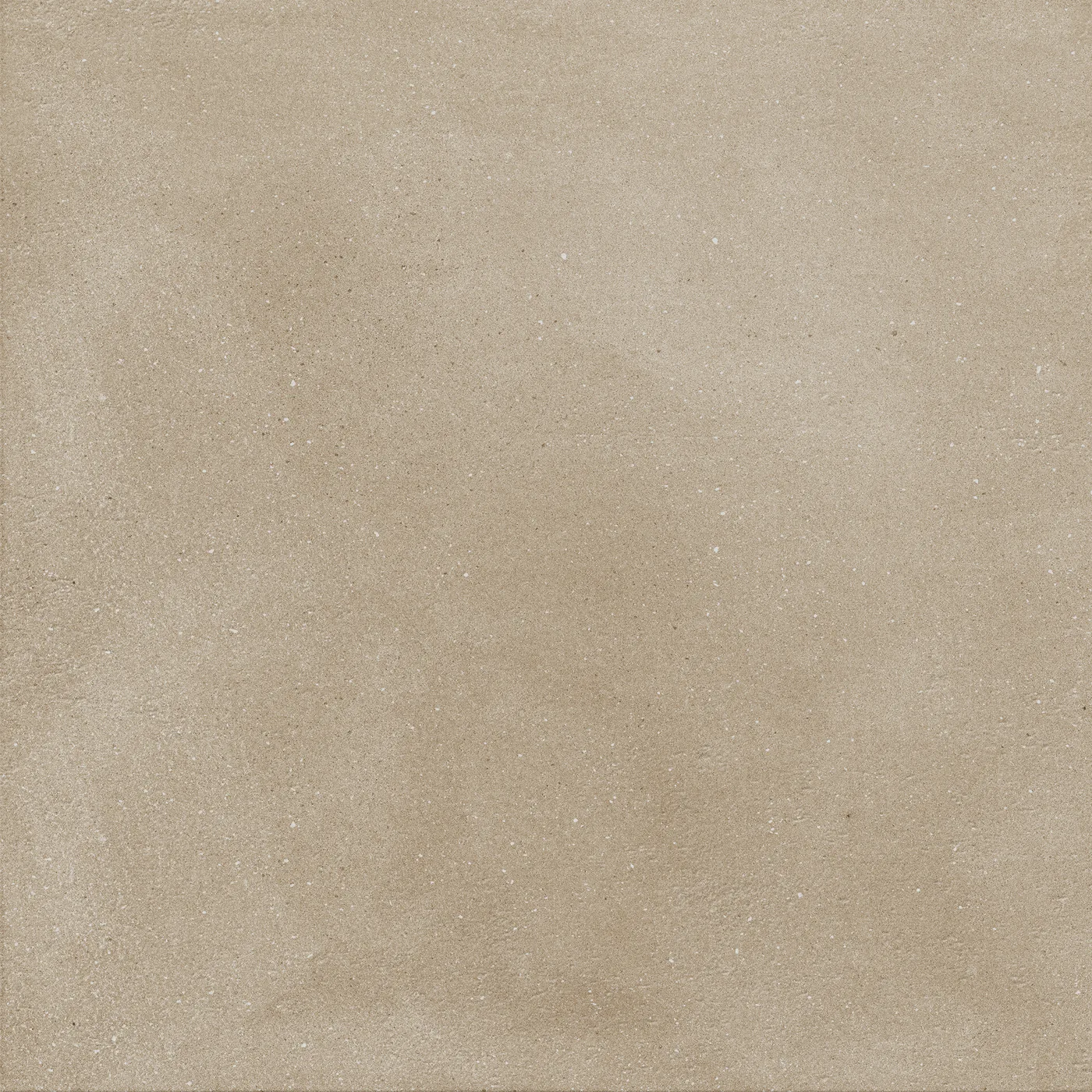 Sandgraue, greige Betonoptik-Fliese 60x60 cm mit wolkiger, wie gespachtelt wirkender Schattierung auf der Fläche, matt.