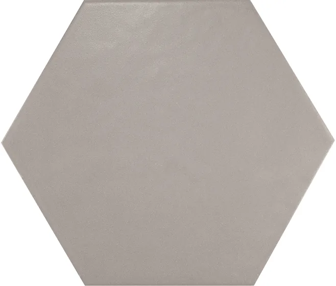 Equipe Hexatile Gris: sechseckige Boden- und Wandfliese in mattem Grau, Feinsteinzeug, Format 17,5x20 cm.