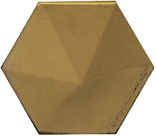 Equipe Magical 3 Oberland Metallic, 12,4x10,7 cm: glänzende 3D-Wandfliese in metallic-gold mit Pyramidenrelief.