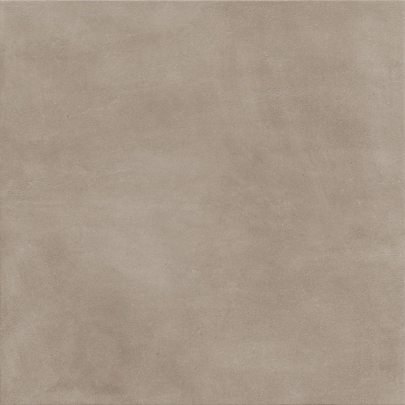 Graubraune Betonoptik-Fliese 120x120 cm mit wolkiger, wie gespachtelt wirkender Schattierung auf der Fläche, matt.