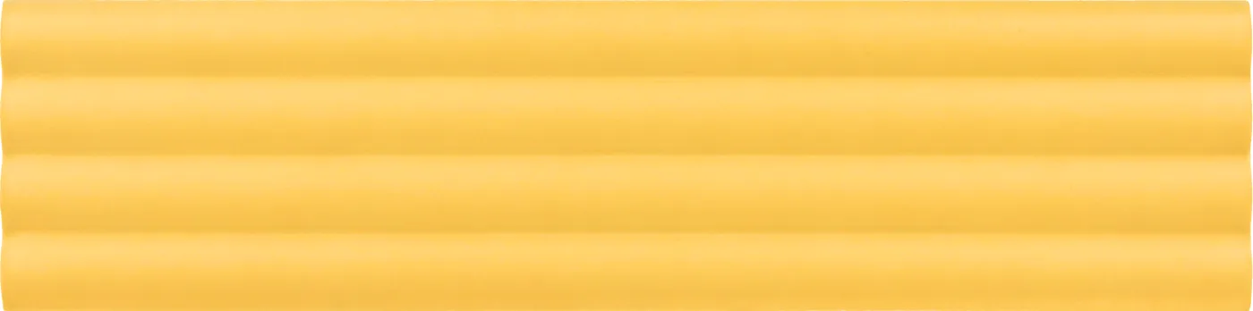 Equipe Costa Nova Onda Yellow Wandfliese 5x20 cm aus glasiertem Steingut, matt, welliges Onda-Relief, für Innenwände.