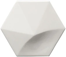 Equipe Magical 3 Oberland White, 12,4x10,7 cm: glänzende 3D-Wandfliese in weiß mit Pyramidenrelief.