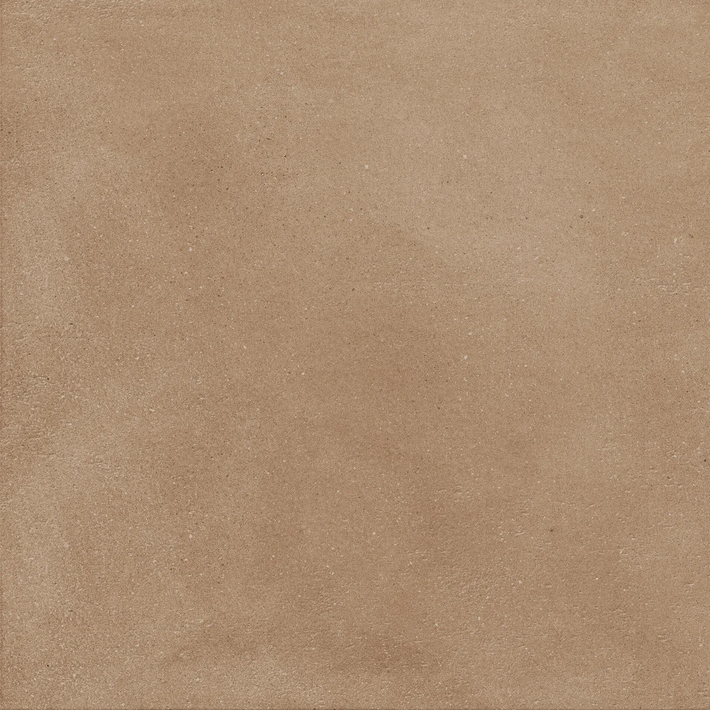 Warm braune Betonoptik-Fliese 60x60 cm mit wolkiger, wie gespachtelt wirkender Schattierung auf der Fläche, matt.
