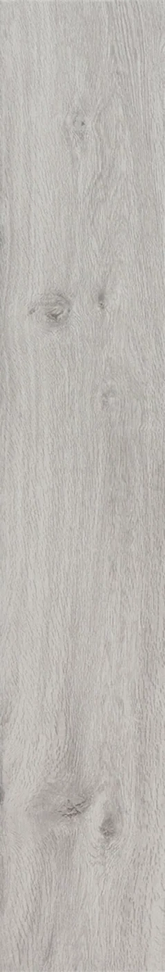 Einzelne Holzoptik-Fliese 15x90 cm in hellem Grau mit Astbildern und rutschhemmender Struktur