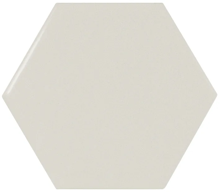 Sechseckige Wandfliese in Mintgrün, glänzend glasiert, Format 12,4x10,7 cm, mit gleichmäßig deckender Oberfläche.