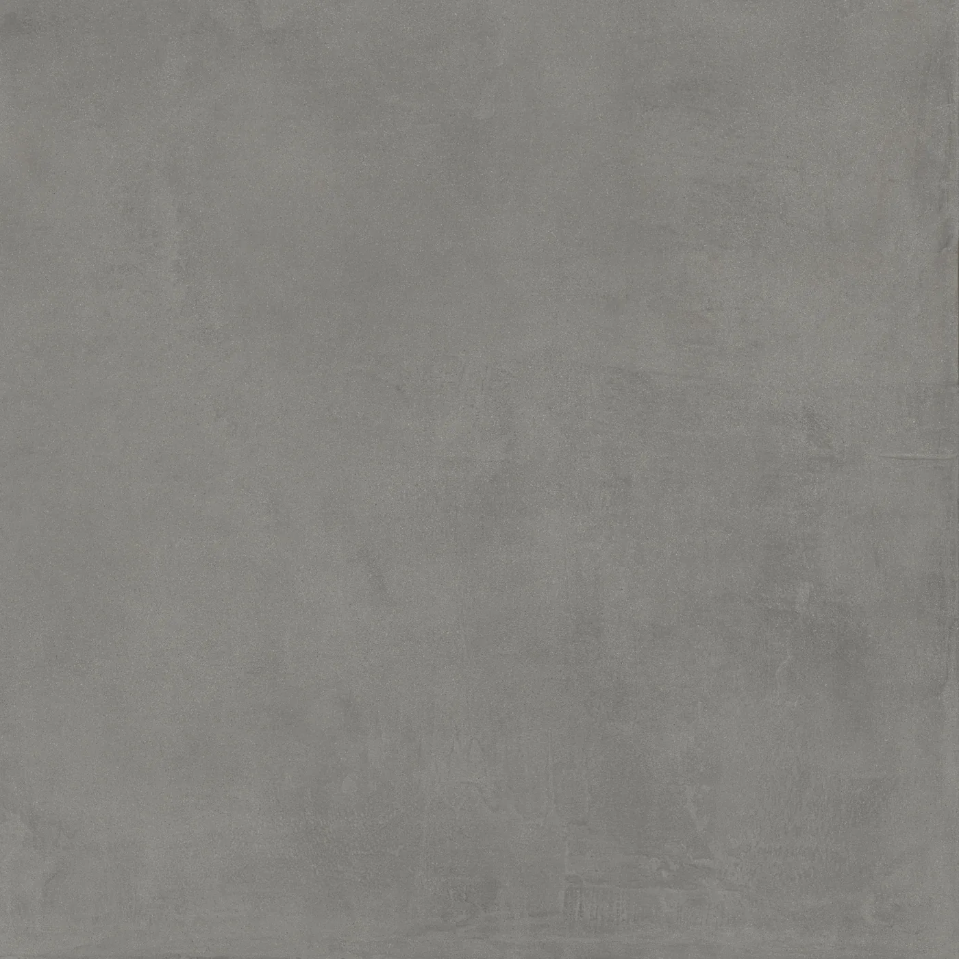Dunkelgraue Betonoptik-Fliese 120x120 cm mit wolkiger, gespachtelt wirkender Schattierung, Oberfläche ohne Glanz.