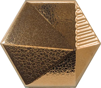 Equipe Magical 3 Umbrella Metallic, 12,4x10,7 cm: glänzende 3D-Wandfliese in metallic-gold mit Fächerrelief.