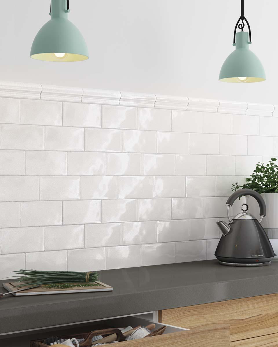 Equipe Masia Blanco Crackle Glänzend - 7.5x15 cm | 7.5 mm