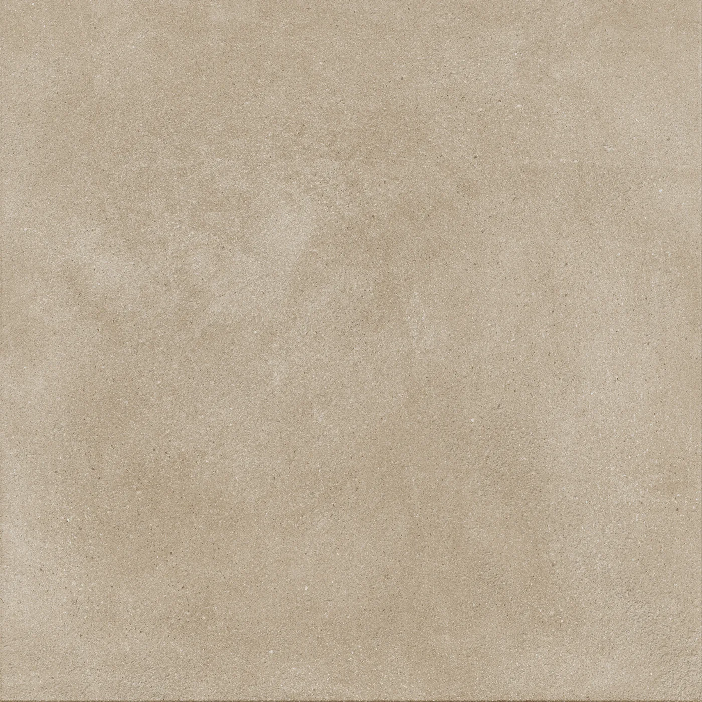 Sandgraue, greige Betonoptik-Fliese 75x75 cm mit wolkiger, wie gespachtelt wirkender Schattierung auf der Fläche, matt.