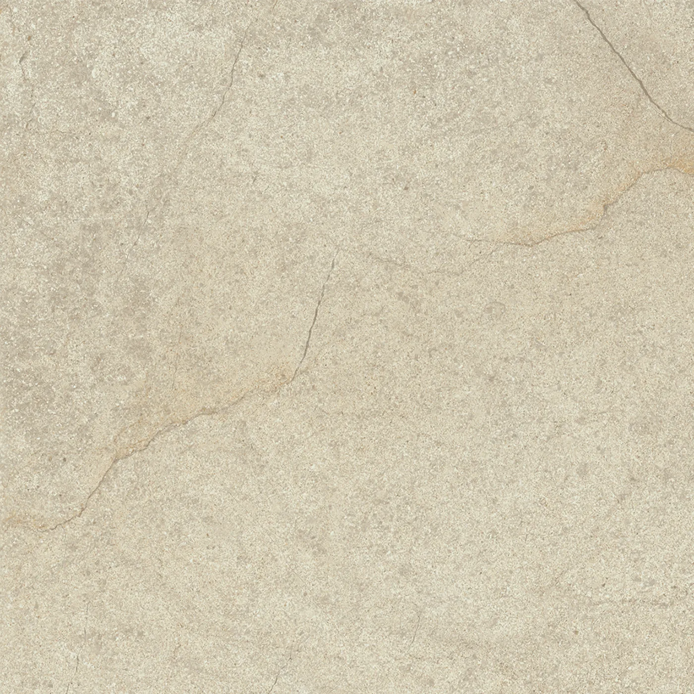 Warmbeige Steinoptik-Fliese mit feinen Rissadern und leichter Wolkung, 30×30 cm, in rutschhemmender Strukturoberfläche