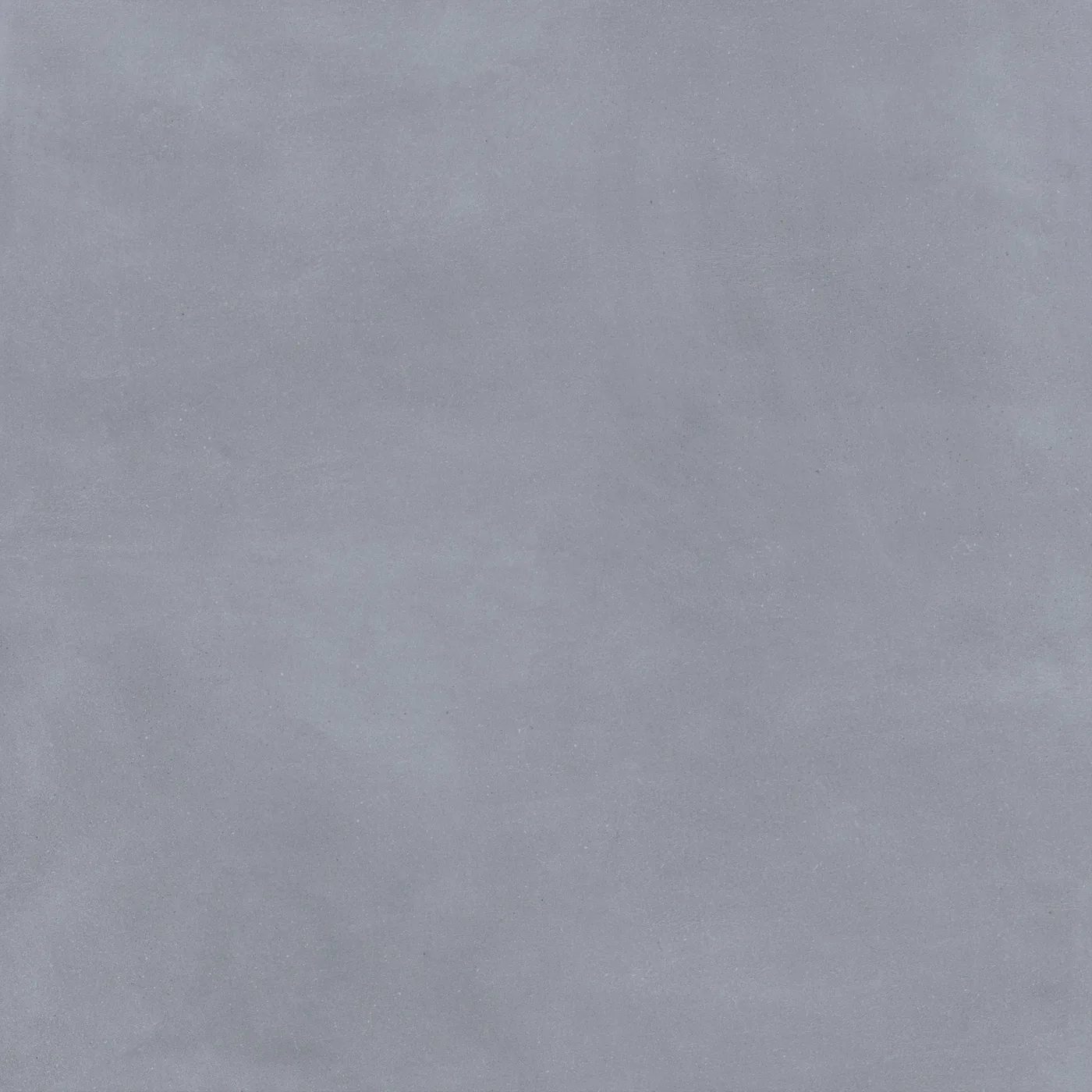 Bleigrau-bläuliche Betonoptik-Fliese 120x120 cm mit wolkiger, wie gespachtelt wirkender Schattierung.