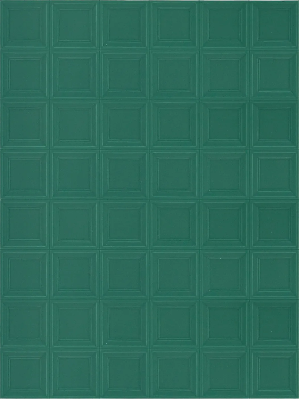 Marazzi Bliss 3D Square Forest: dunkelgrüne Wandfliese mit Kassettenrelief aus quadratischen Feldern, glänzend