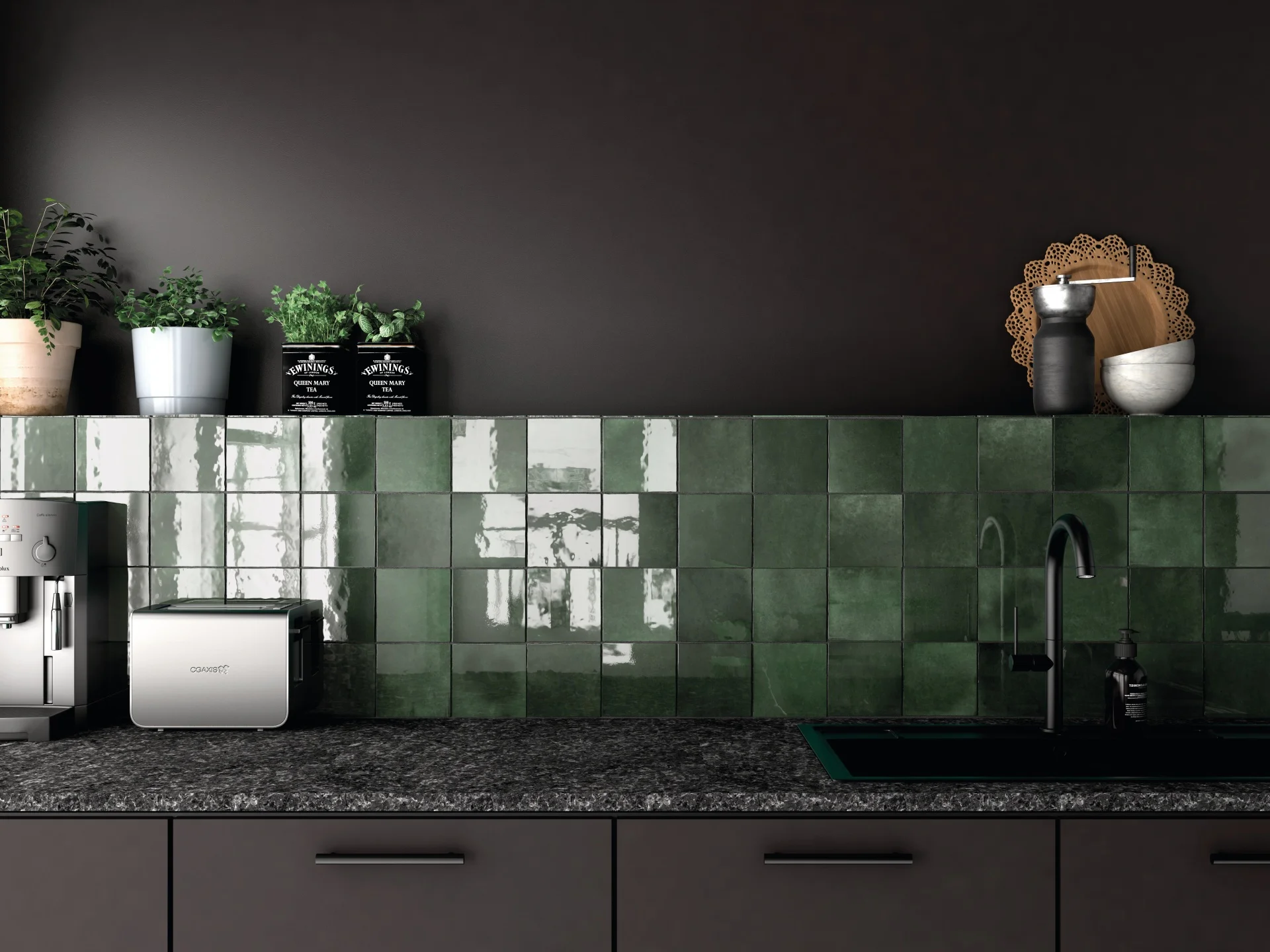 Equipe Artisan Moss Green Glänzend - 13.2x13.2 cm | 8.3 mm