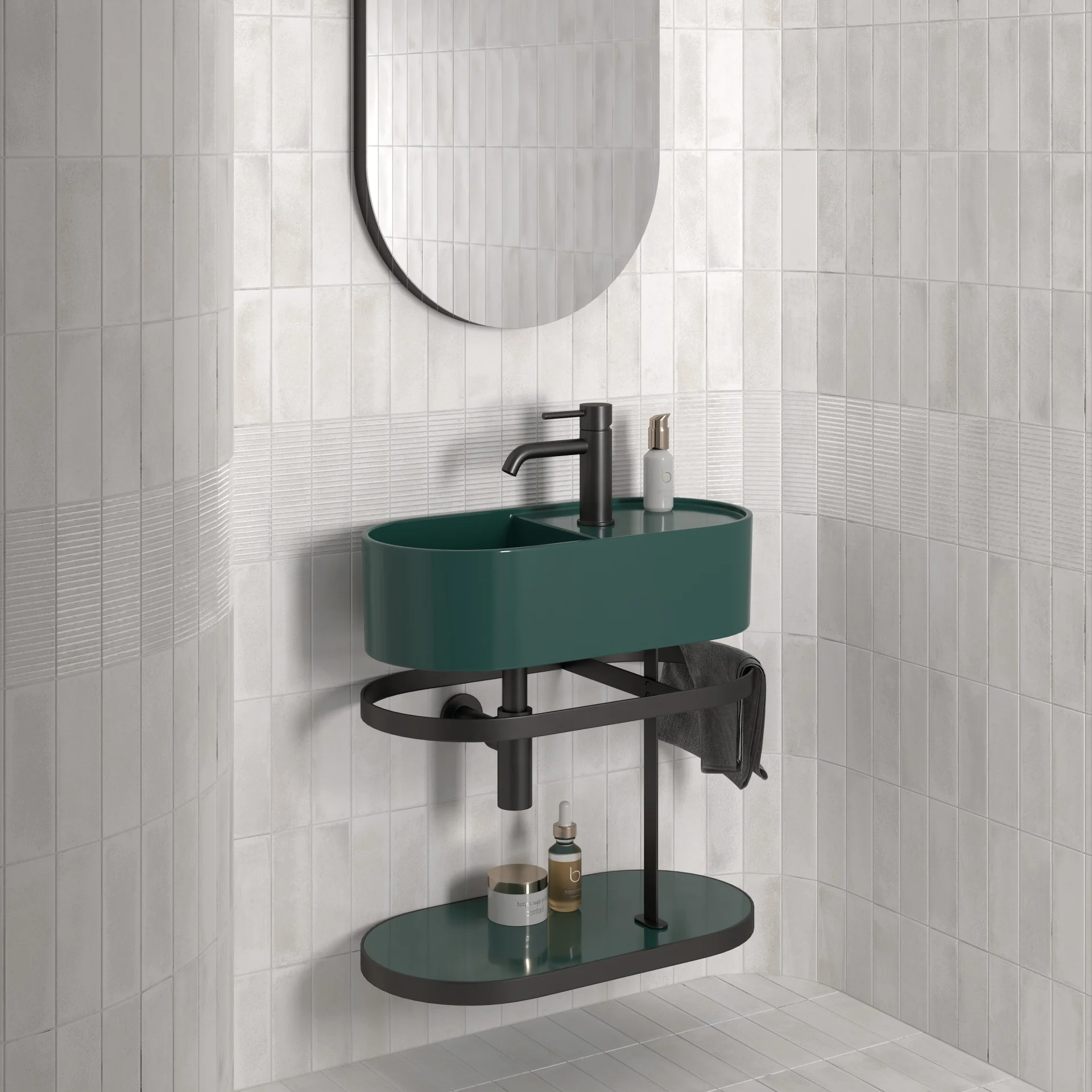 Equipe Raku White matt - modernes Bad mit weisser Wandfliese