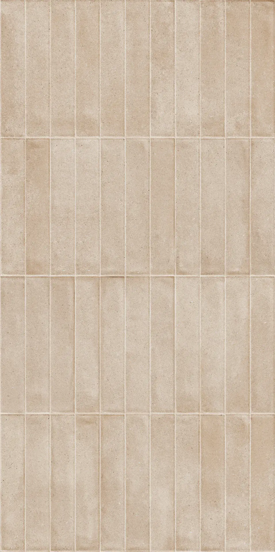 Riemchen-Fliese 5,3x30 cm in kalkig-weißem Calce-Ton, matt veredelt, mit handwerklicher Cotto-Anmutung.