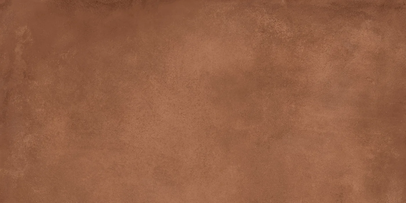 Rotbraune Fliese in Cotto-Optik, 60×120 cm, matt, mit wolkig-erdiger Tonstruktur über die ganze Fläche