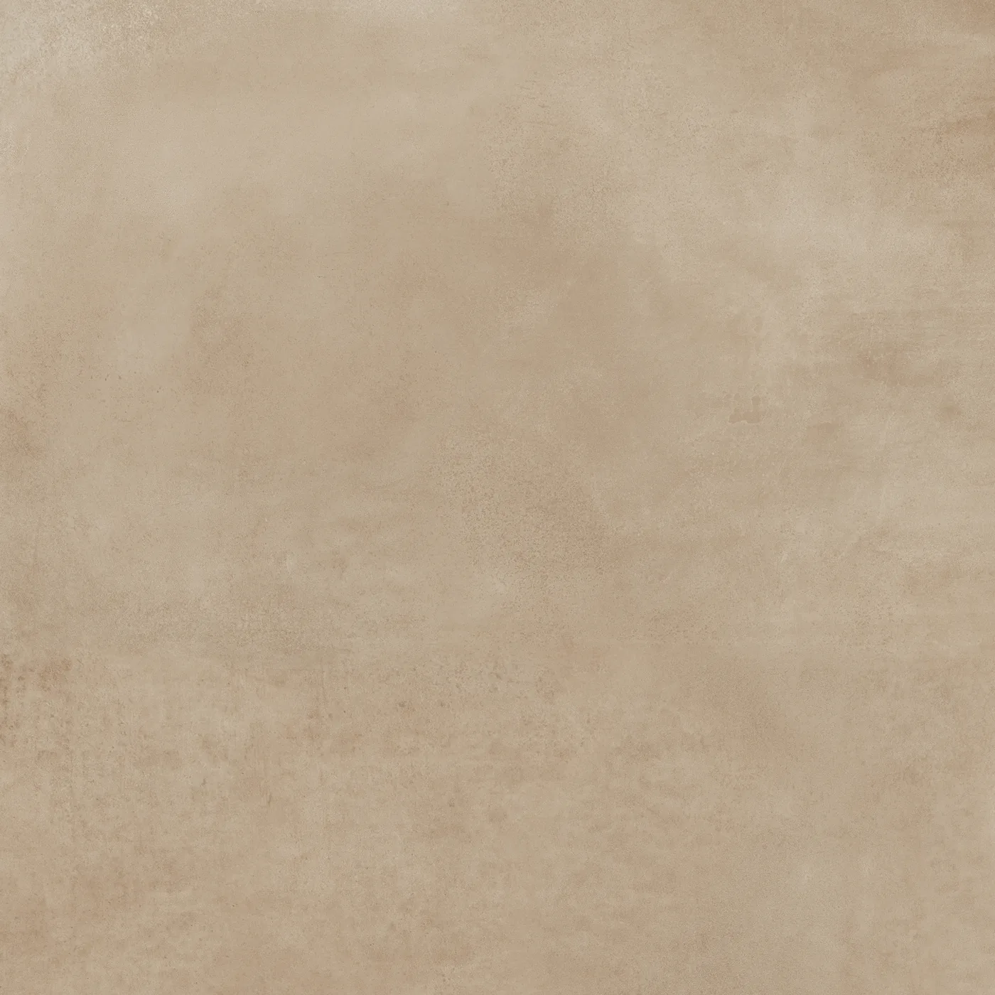 Matte Fliese in Betonoptik, 120×120 cm, in warmem Sandbeige mit wolkiger Zementstruktur, frontal als ganze Platte.