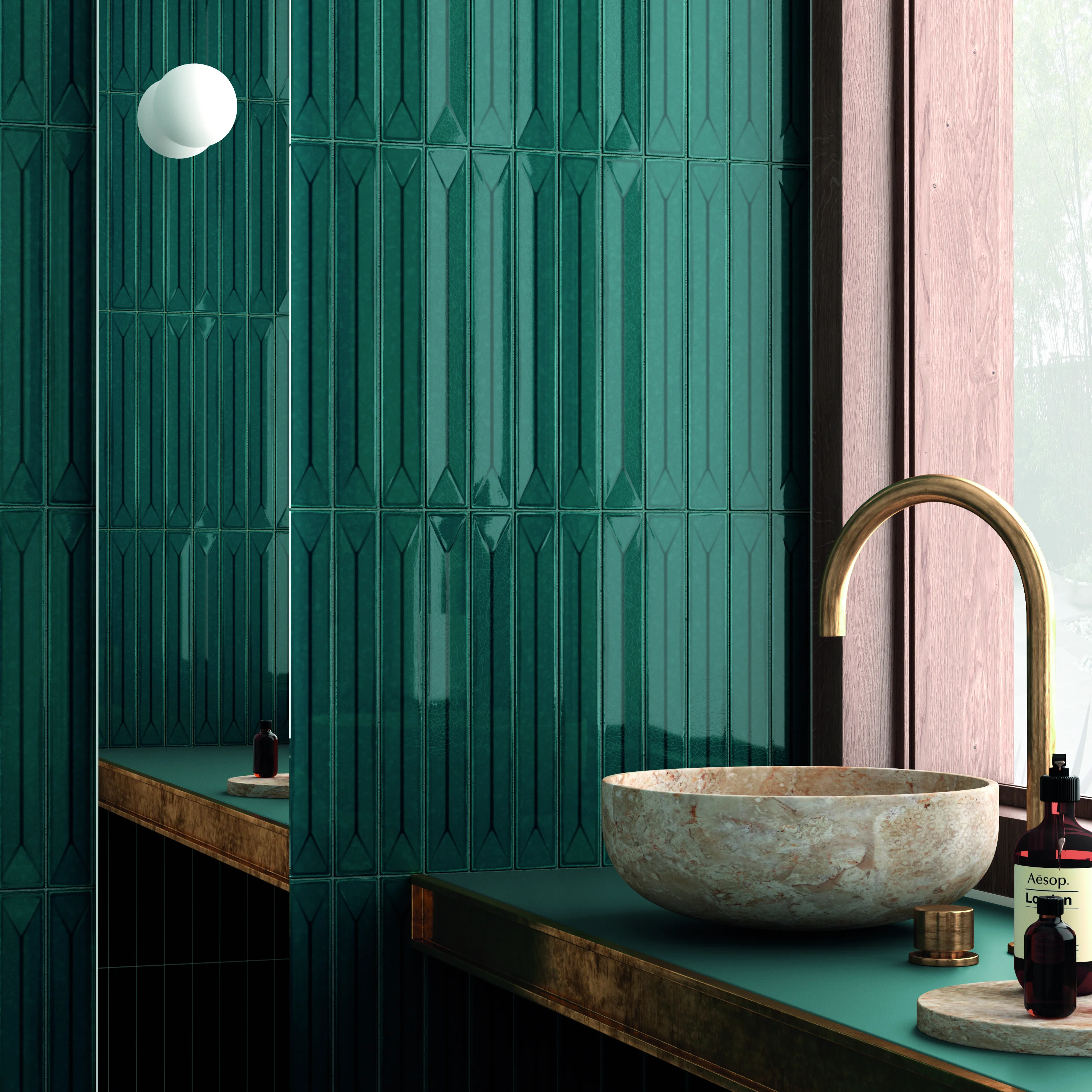 Equipe Vitral Petrol Reactive Glänzend - 5x40 cm | 8.3 mm