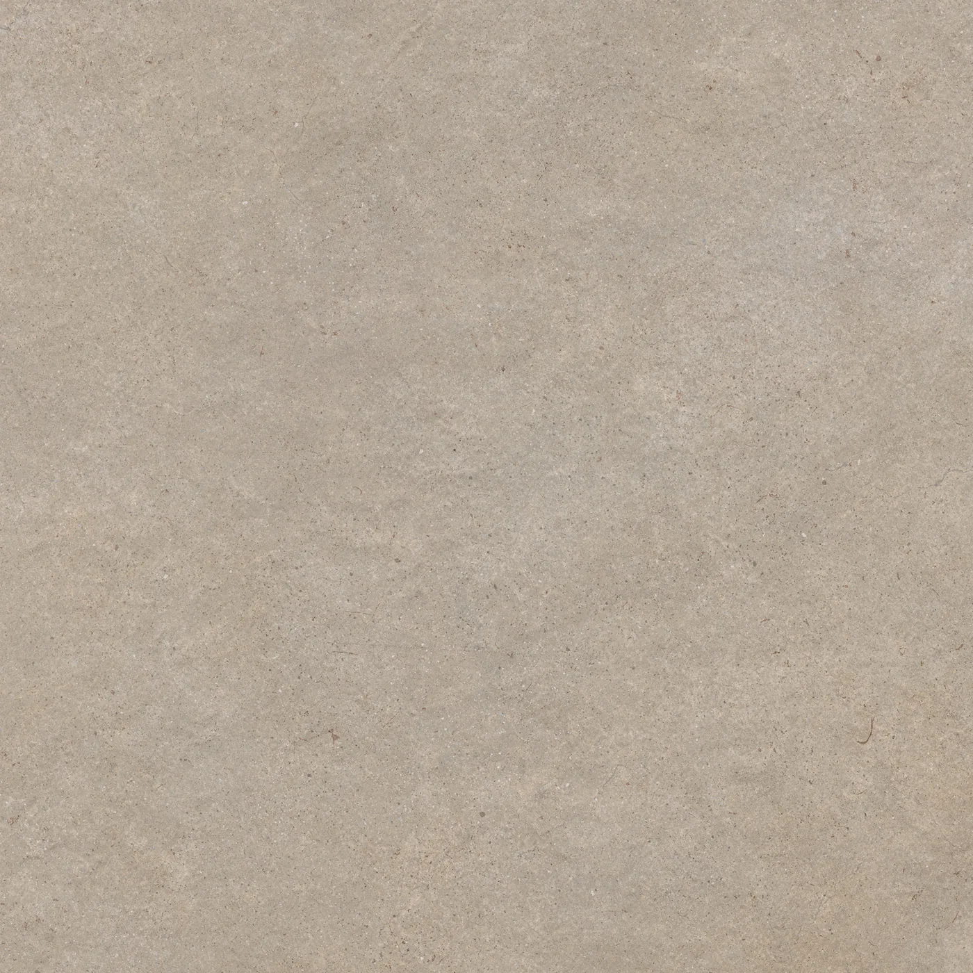 Hell-sandgraue Betonoptik-Fliese 60x60 cm mit feiner, wolkiger Schattierung und leichter Körnung, matt.