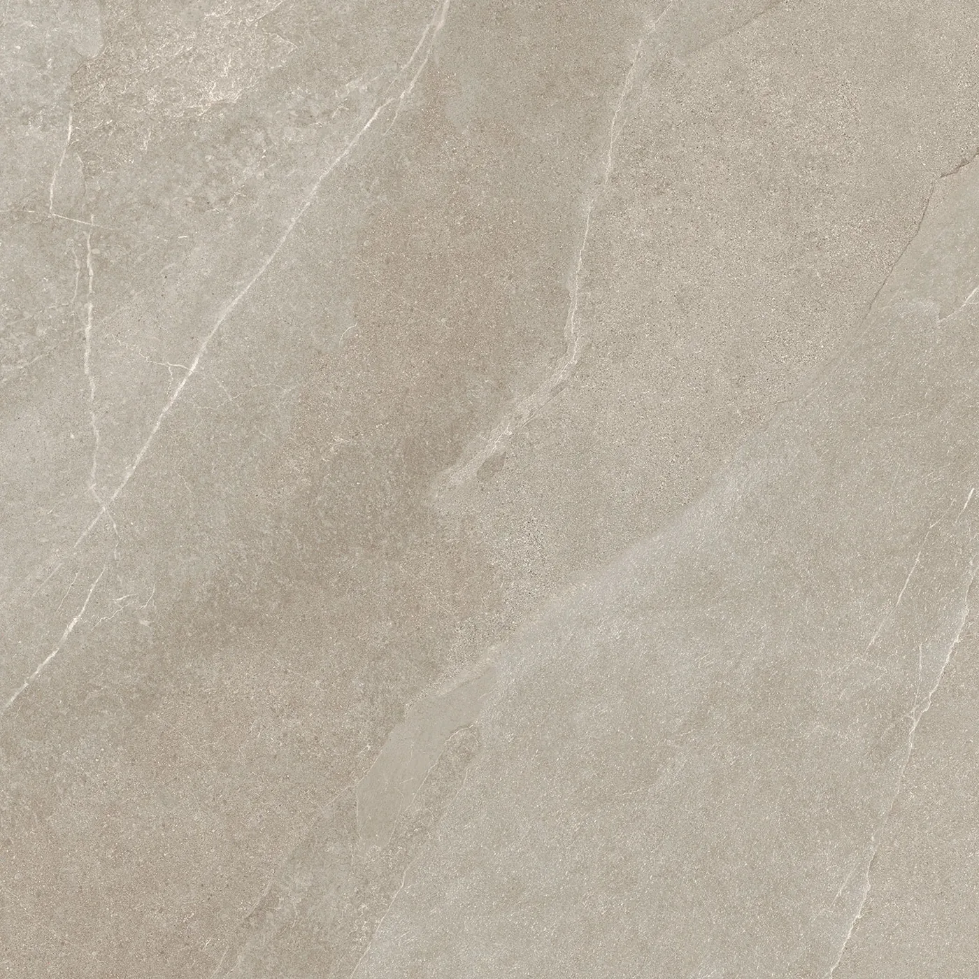 African Slate Taupe: Feinsteinzeugfliese 80×80 cm in warmem Graubeige mit hellen Schieferadern, matte Schieferoberfläche