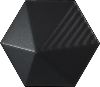 Equipe Magical 3 Umbrella Black, 12,4x10,7 cm: matte 3D-Wandfliese in schwarz mit Fächerrelief.