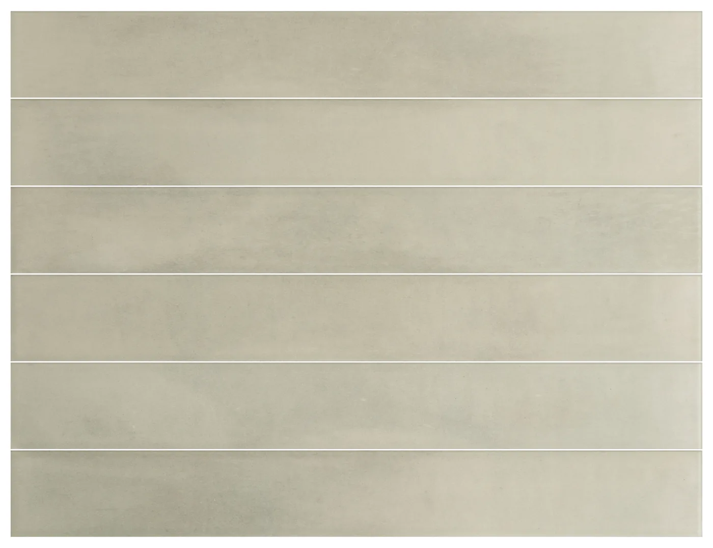 Equipe Corsica Agave 5x40 cm: salbeigrüne Steinoptik-Riemchen matt, frontal gestapelt verlegt.