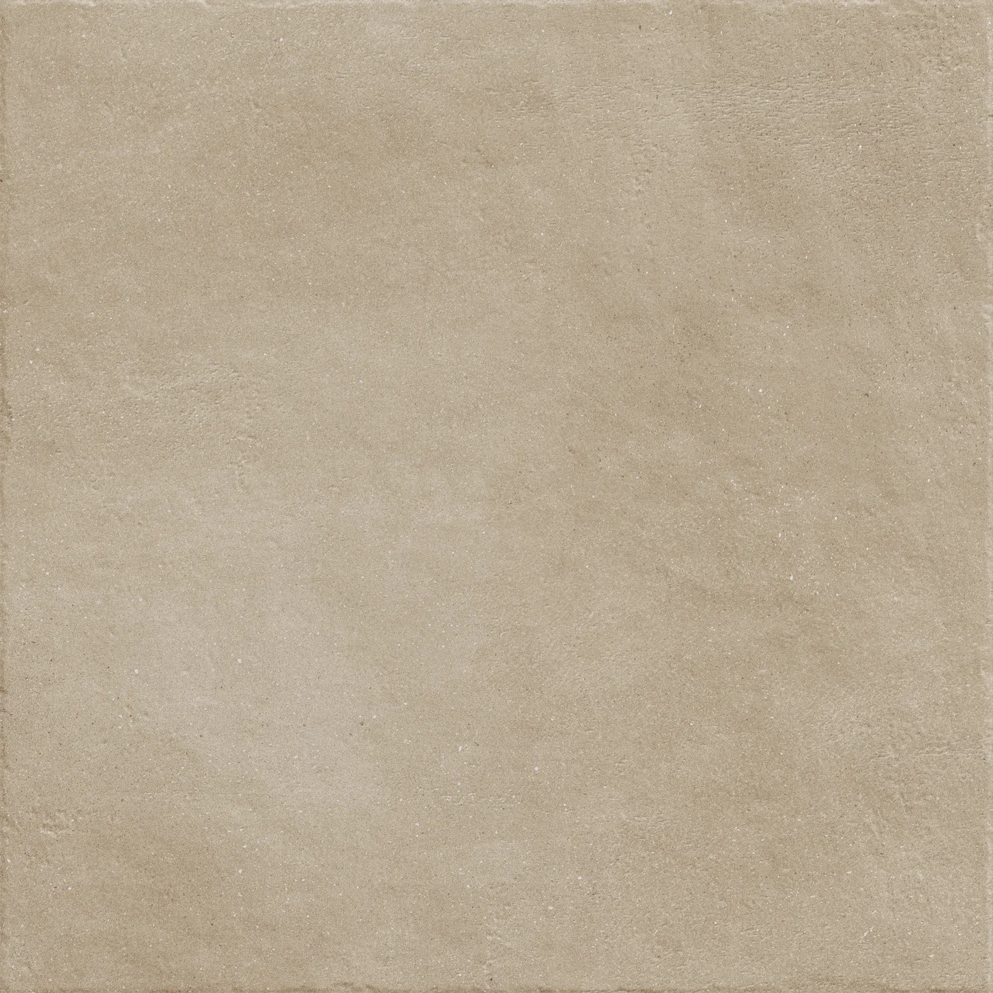 Sandgraue Terrassenplatte 80x80 cm in Betonoptik, 20 mm stark, mit weich verlaufenden Wolkungen und feiner Körnung.