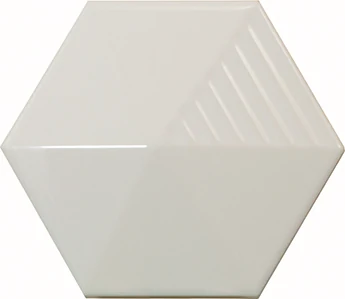 Equipe Magical 3 Umbrella Light Grey, 12,4x10,7 cm: glänzende 3D-Wandfliese in hellgrau mit Fächerrelief.