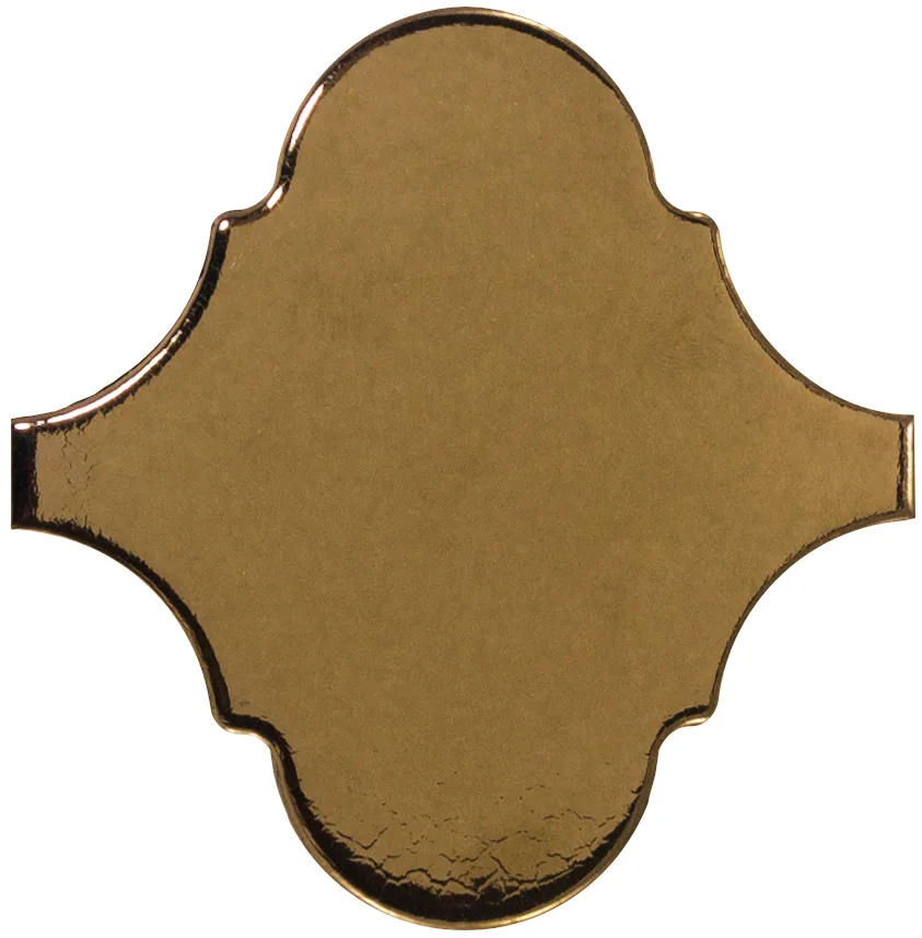 Arabesken-Wandfliese in metallischem Bronze, glänzend glasiert, Format 12x12 cm, mit gleichmäßig deckender Oberfläche.