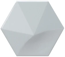 Equipe Magical 3 Oberland Sky Blue, 12,4x10,7 cm: glänzende 3D-Wandfliese in hellblau mit Pyramidenrelief.