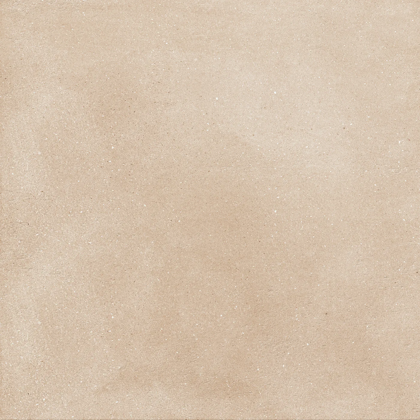 Warm beige Betonoptik-Fliese 60x60 cm mit wolkiger, wie gespachtelt wirkender Schattierung auf der Fläche, matt.