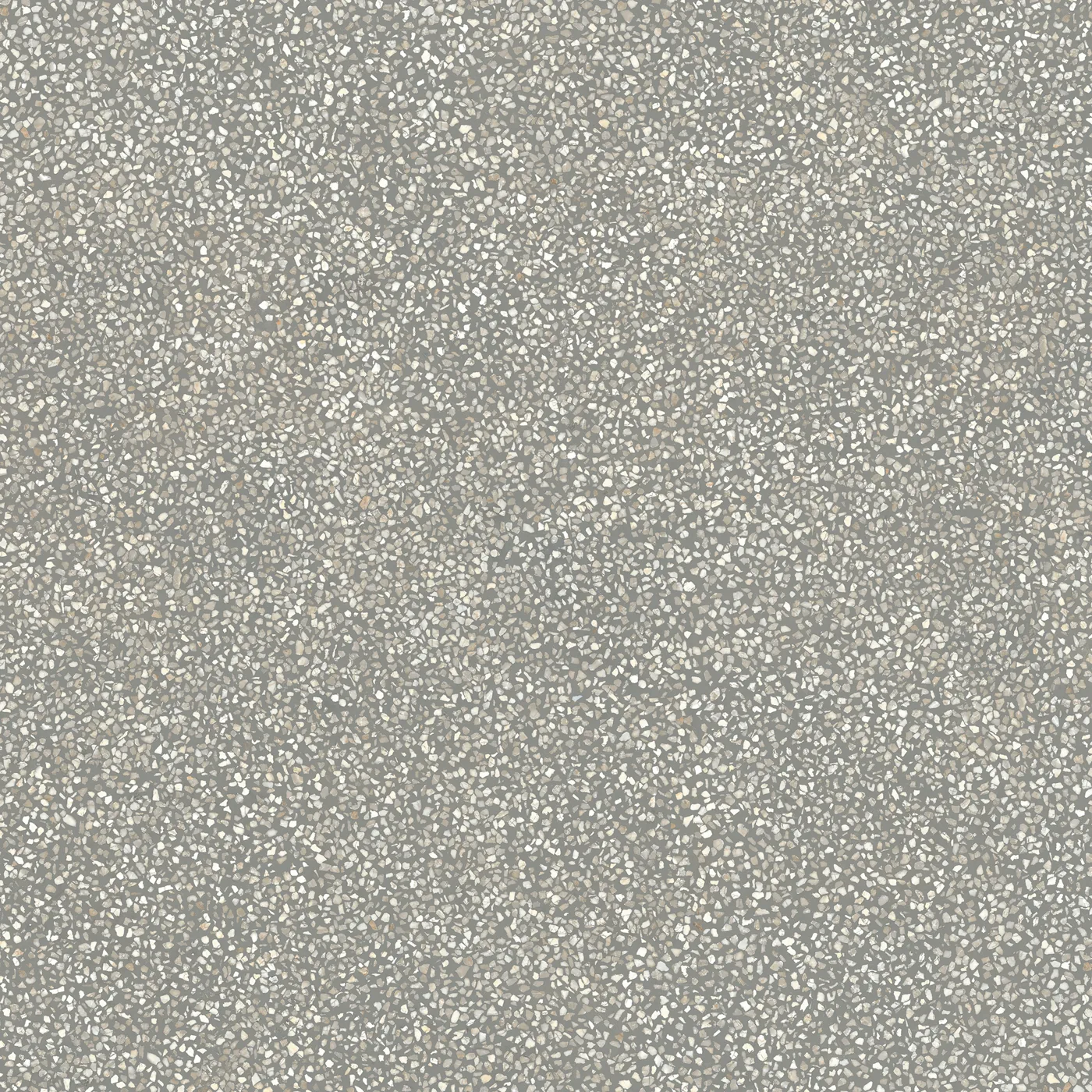 Kühl blaugraue Terrazzo-Fliese 120×120 cm, matt, mit weißen, dicht gestreuten Marmorsplittern über die Fläche.
